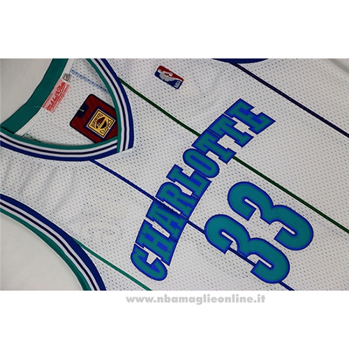 Maglia Charlotte Hornets Alonzo Mourning NO 33 Throwback Bianco